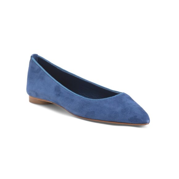 NUR ITALY Navy Made In Italy Suede Margherita Flats - Picture 1 of 2